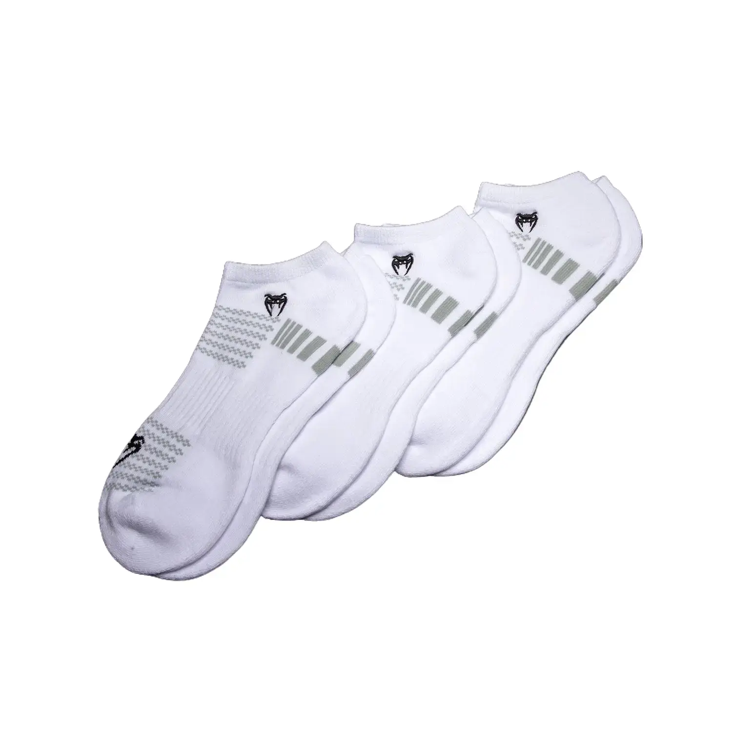Venum Vector No-Show Socks 3 Pack - White/Grey