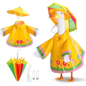 1 SET Raincoat Porch Goose Outfits, Summer Lawn Goose Statue Outdoor Raincoat Costume, Yard Goose Clothes Raincoats Umbrella Hat Outfit, for Lawns, Patios, Spring and Summer Gardens and Terrace Decoration Rainy Day