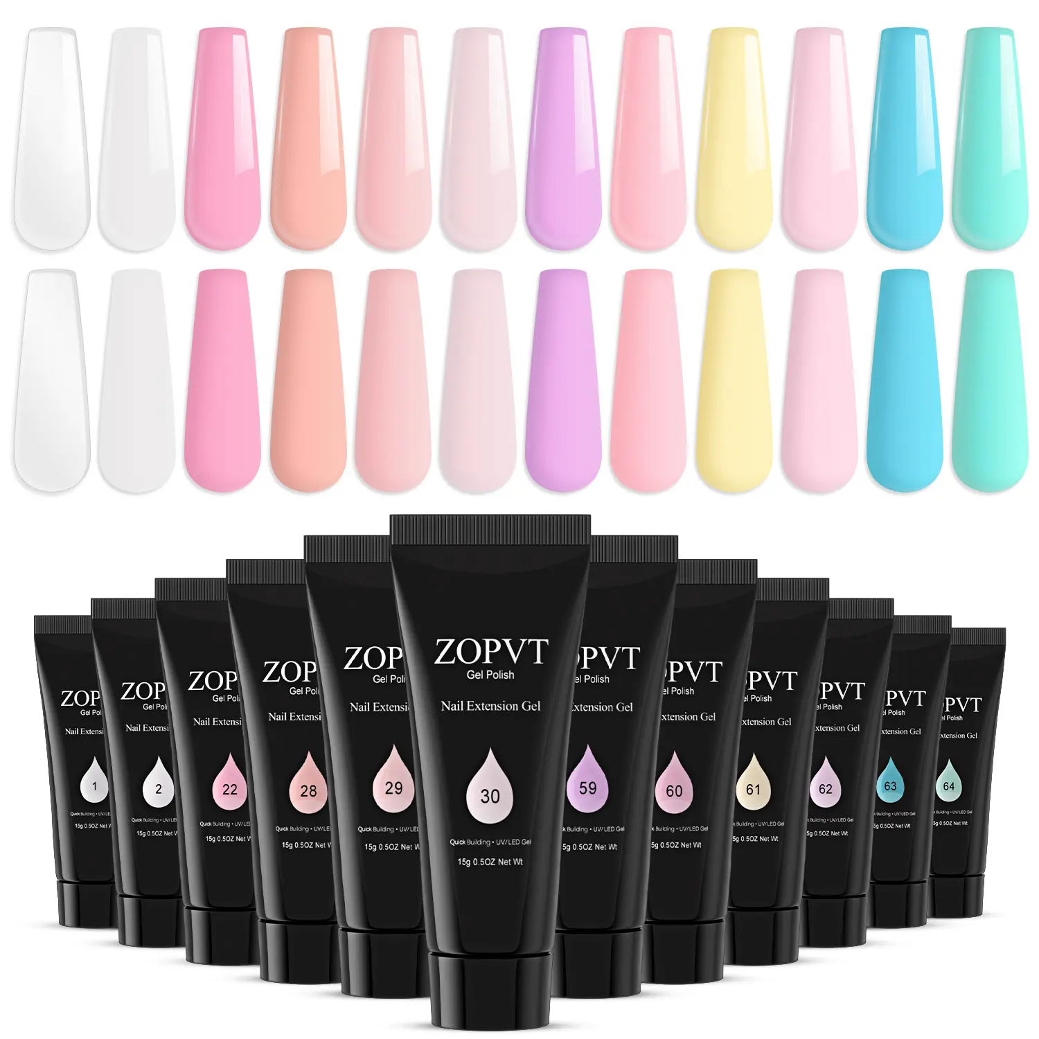 12 Colors Polymer Nail Extension Soak Off Gel Set, Shiny Builder Gel for All Seasons, DIY Holiday Manicure Kit, Home Beauty Gift, Nail Art Products