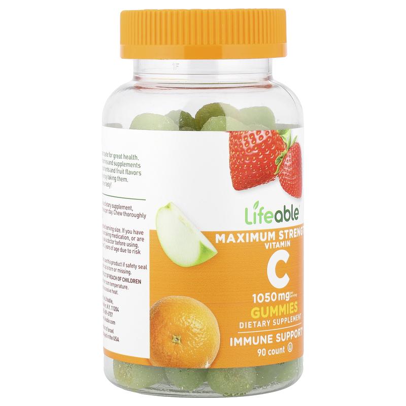 Lifeable Vitamin C Gummies, Maximum Strength, Fruit, 90 Gummies (350 mg per Gummy)