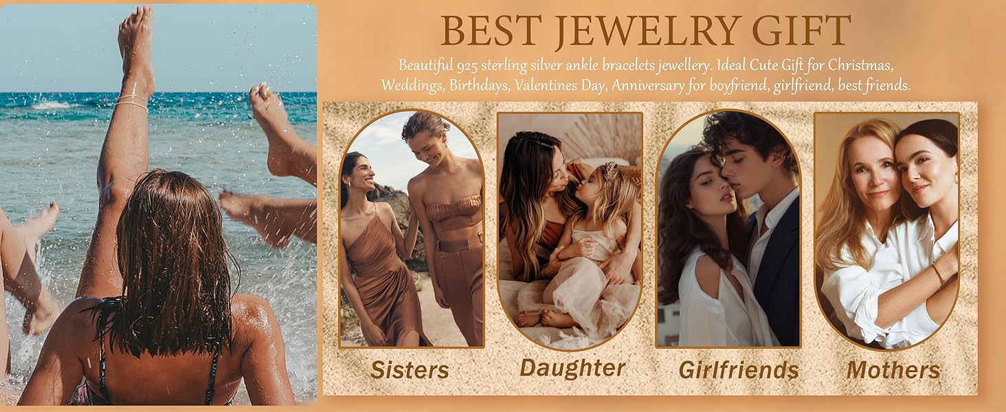 LOLIAS 925 Sterling Silver Ankle Bracelets for Women Gold Silver Anklet Adjustable Women's Anklets Waterproof Dainty Layered Anklet Set Ankle Chains Beaded Rope Link Beach Anklets for Women