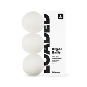 Loaded Dryer Balls - 3 Pack 100% New Zealand Wool - Biodegradable, Non-Toxic, Dye Free - 1000+ Loads