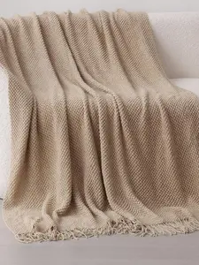A Solid Color Particle Knitted Blanket, Nordic Style Acrylic Rectangular Office Nap Sofa Blanket Air Conditioning Blanket