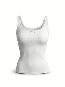Sexy Plain Color Lingerie Tank Top, Slim-Fitting, No Bra Cups, Ideal for Casual Wear, Parties, Travel, All Seasons