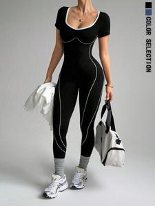 Women's Sporty Jumpsuit for Daily Wear, Running, Training, Travel, Cycling, Seamless Knitted Yoga Suit & All-Seasons, Workout Jumpsuits