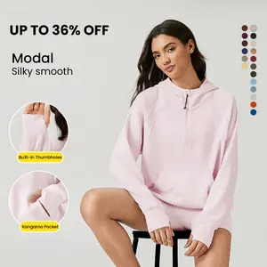 GLOWMODE Modal Silk Touch Half-Zip Hoodie Fall