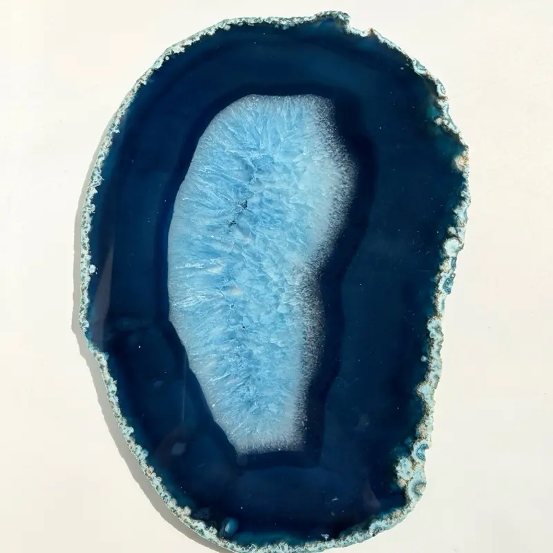Dyed blue agate slab