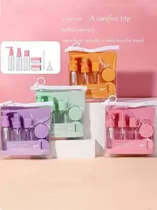 Travel Cosmetic Lotion Refillable Bottle Set Empty Liquid Container, Makeup Container Set, Toiletries Travel Bottle Set, Refillable, Squeezable, Essential Refill Bottles For Shampoo, Shower Gel Travel Essentials Holiday Travel Bottles