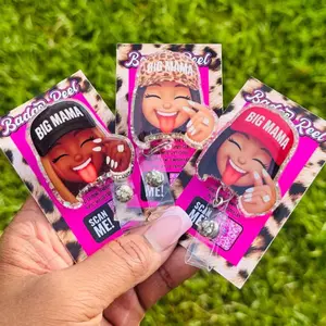Clock It Big Mama Funny Sparkly Retractable Badge Reel Sassy Nurse ID Holder For Healthcare Professionals Nursing Student Work Accessory