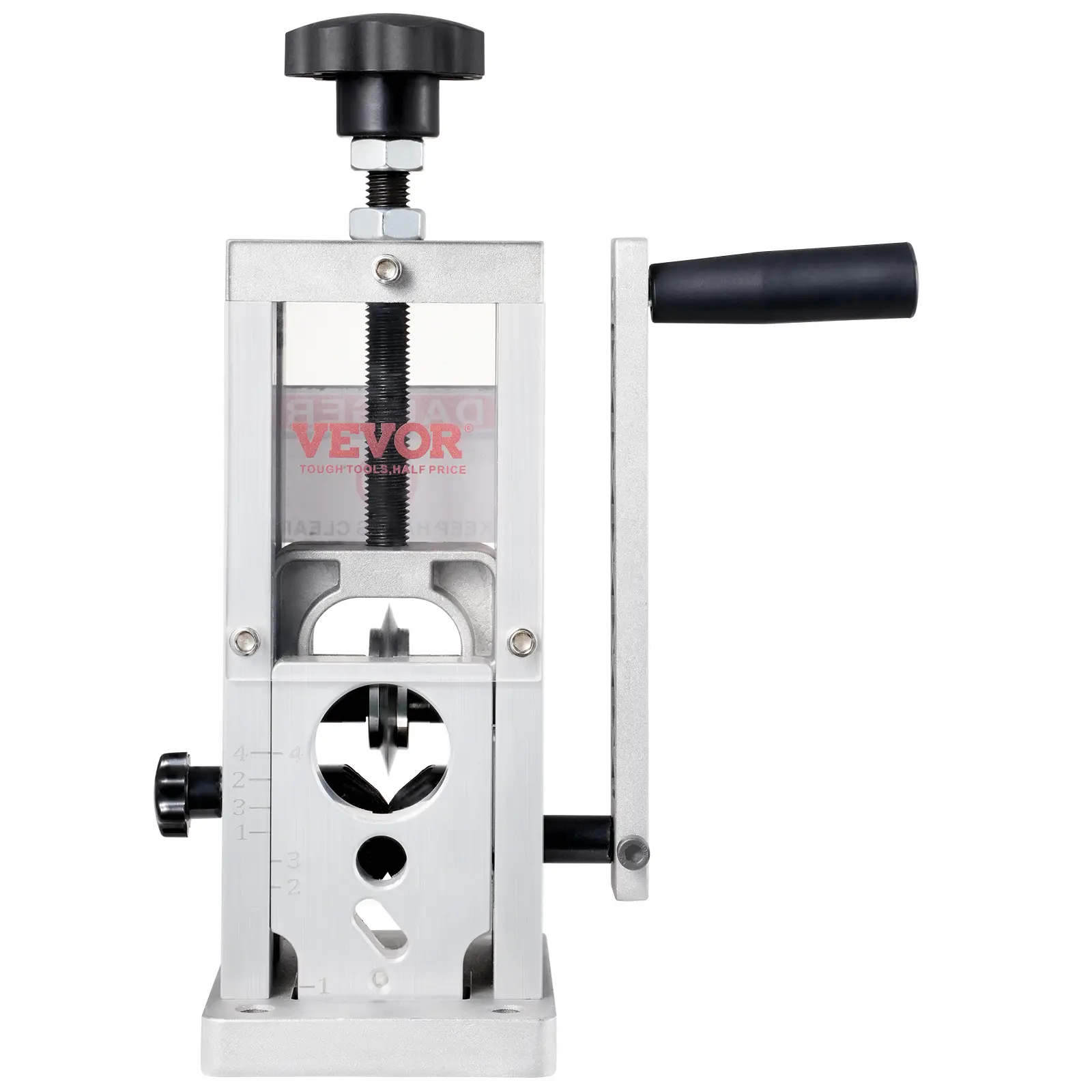 【DealsForYouDays】VEVOR Hand-Operated Wire Stripper, 0.06"-1.5" Cable Removal Tool with Drill Attachment, Defined Depth Gauge, Lightweight Cast Aluminum Build, 1 Extra Blade, 4 Stripping Holes, 65 Mn Spring Steel Blade for Efficient Copper Scrap Processing