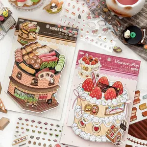 Micro Shop Series Scene Stickers DIY Scrapbook Material DIY Scrapbooking, 2 Pack, Suitable for Water Cup, Album, Photo Frame, Diary Decoration