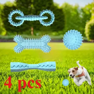 4 Pcs Interactive Pet Dog Chew Toys, Different Sizes - 6.3in/5.59in/4.88in/2.16in, Durable and Sturdy Puppy Toys, Pet Toys, Suitable for Pet Dogs Aged 2-8 Months, Textiles & Soft Furnishings