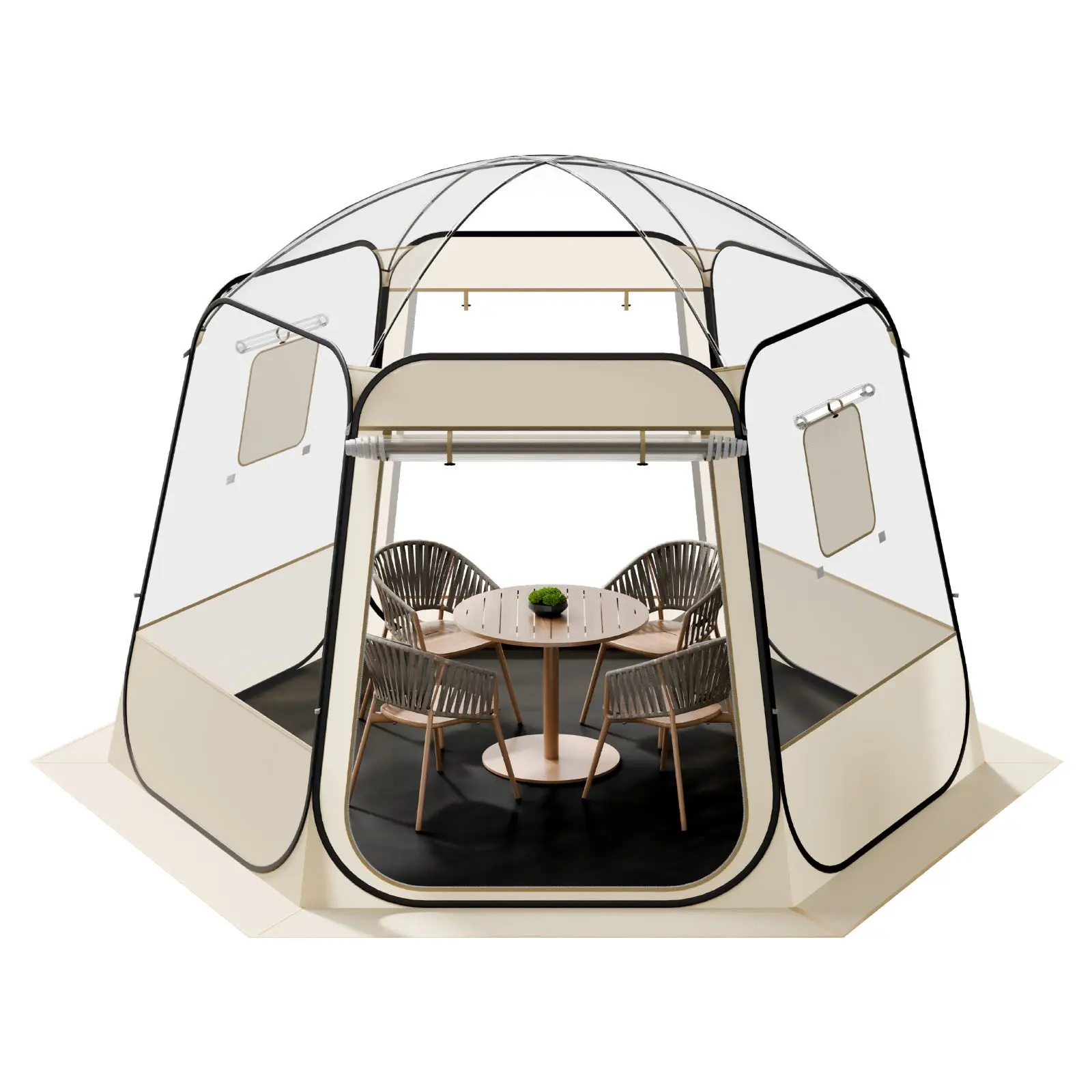 Pop-Up Bubble Tent, 10x9.2ft Waterproof UV-Resistant Clear Camping Shelter, 540° Panoramic View Dome Igloo with Windows, 4-8 Person Outdoor Patio Tent