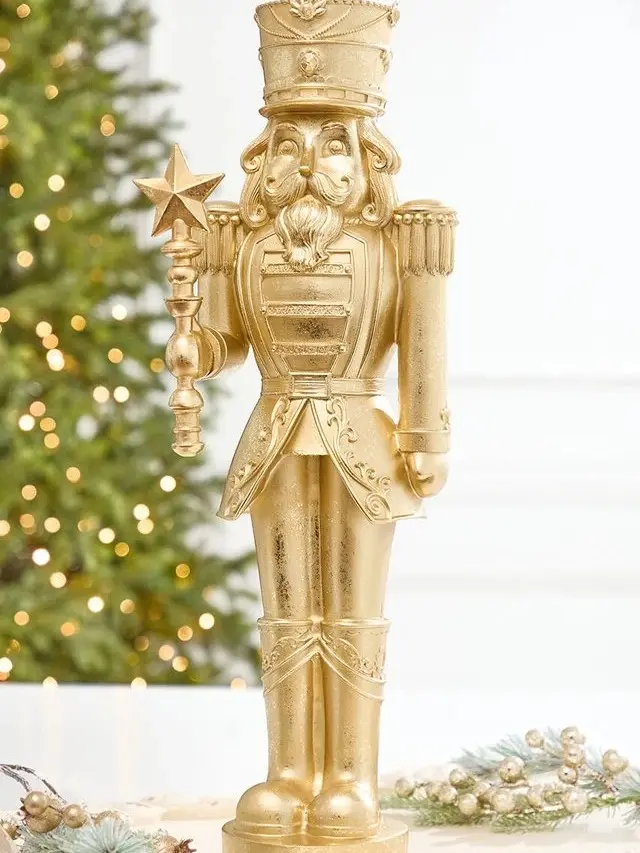 23.5 Inch Resin Gilded Nutcracker Figurine, Christmas Holiday Decor 23.5 Inch Resin Gilded Nutcracker Figurine, Christmas Holiday Decor