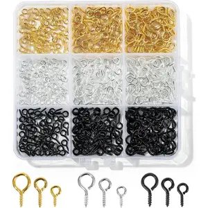 450pcs Small Screw Pins Eye Pins, 3 Color Eye Hooks Screw for Jewelry Making & Bead Charms, Eye Screws for Art Projects, Eye Hooks for Crafts (Gold Silver Balck, 3 Sizer)