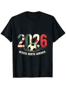 2026 North America Soccer T-Shirt Suitable for - Vintage Retro Fan Apparel with North America Football Confederation, Loose Fit Casual Wear for Tournaments & Everyday Use, Themed Gift for Supporters
