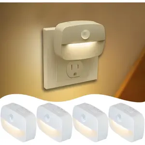 Motion Sensor Night Light Plug in 4 Pack,10-60Lm Stepless Dimming,3 Light Modes with Memory,  Night Lights Plug Into Wall Sensor, Sensor for Bedroom,Toilet,Hallway,Kitchen