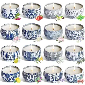 16-Pack Scented Soy Wax Travel Tin Jar Candles (2.5 oz) – Home Decor Aroma Freshener Gifts for Mom, Christmas, Birthday