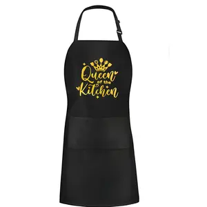 Kitchen cooking Apron  for women Queen of the kitchen adjustable with 2 pockets,water resistent gifts for mom, wife, girlfriend  mother's day, birtday  christmas