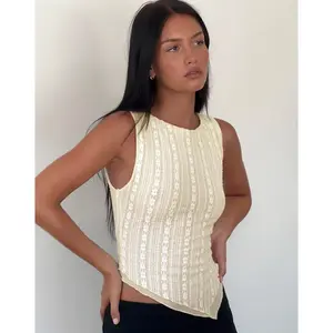 Etta Double Layered Lace Vest Top in Cream