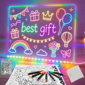 LED Note Board with 6 Lighting Modes, 17" Drawing Tablet. Interactive Light Up Drawing Board, Kids Toy with 13 Effects, Sweet 16 Gifts for Girls & Boys Age 3+, Includes Tracing Book