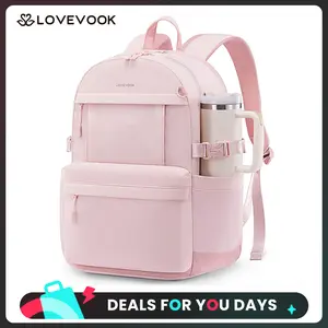 LOVEVOOK Laptop Backpack for Women with Giant Tumbler Holder,15.6 Inch Laptop Computer Bag Travel Backpack Purse,Waterproof Work Business Backpack College Bookbag Teacher Bags
