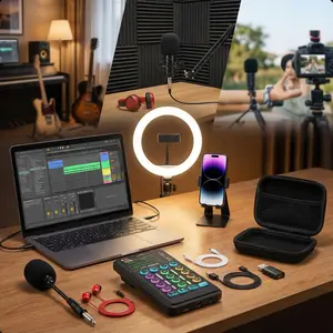 Small Live Mixer Portable Handheld Sound Card with Bluetooth 5.0 Adjustable Voice Changer Rechargeable Battery Remote Control for Podcasting Karaoke Live Streaming