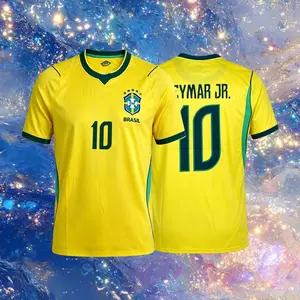 2026 Brazil National Home Yellow Neymar Vini Raphinha Short Sleeve Soccer Jersey Fans Version