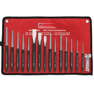 50005-16- Punch and Chisel Set - Tapered, Pin, Center Punches & Cold Chisels for Various Applications