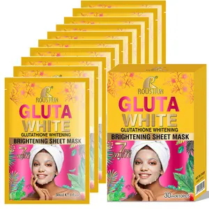 Gluta White Facial Mask Sheet Facial hydration in all seasons, daily facial care, skin rejuvenation and moisturizing, easy to absorb, non greasy. Men and women can use it for travel, portable, 10 tablets/box