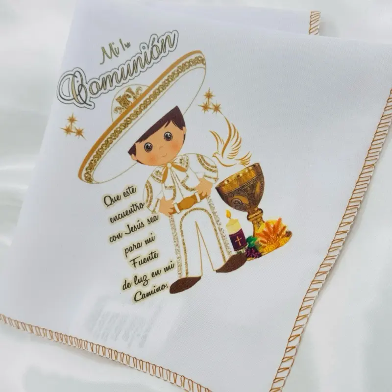 12pcs Disposable Folded Printed Packaged First Communion Napkins, Religious Theme with Inspirational Text, Communion Party Favor Tableware, Disposable Napkins, Folded Napkins