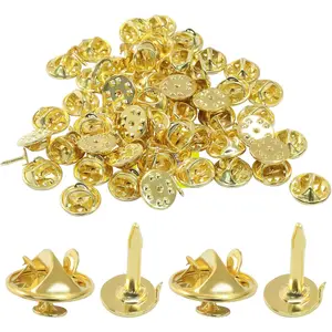50 Pairs Gold Pin Backs Replacement Butterfly Tie Tacks Locking Brooch Backs Perfect Blank Pin Keepers for Craft Making and Jewelry Making