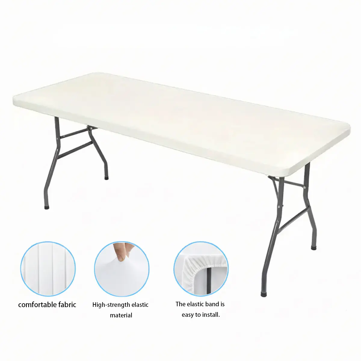 4Pack Flexible fabric tabletop cover Suitable for a 6ft table, washable elastic universal rectangular tablecloth protector, suitable for indoor and outdoor parties, picnics, weddings sohochic