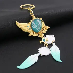 Game Genshin Impact 1:1 Eye Of Original God Venti Keychain Cosplay Anime Luminous Key Rings Backpacks Accessories Gifts