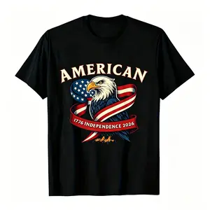 Vintage Eagle American Flag 250 Years National Celebration Casual Short Sleeve Tee