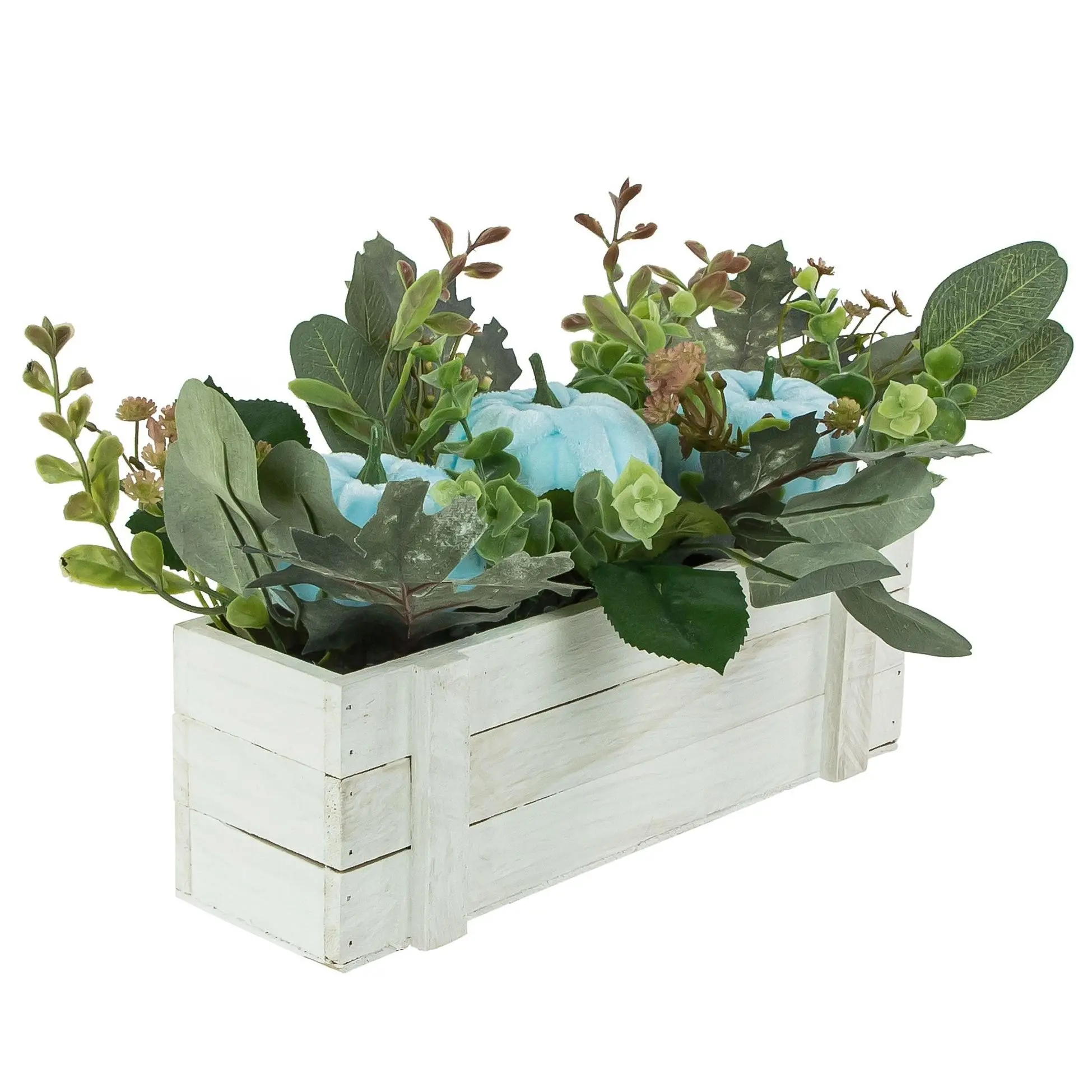 Northlight 18" Wooden Box of Foliage &  Pumpkins Decor