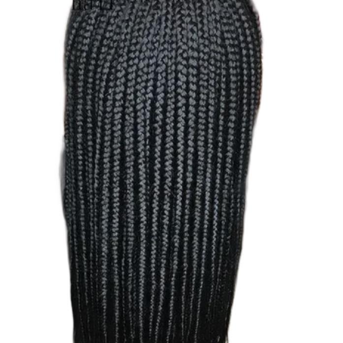 Black Box Braided Synthetic Hair Lace Front Wigs - Black, 13*4, 200% 32”Satin, Versatile for Casual and Formal Occasions