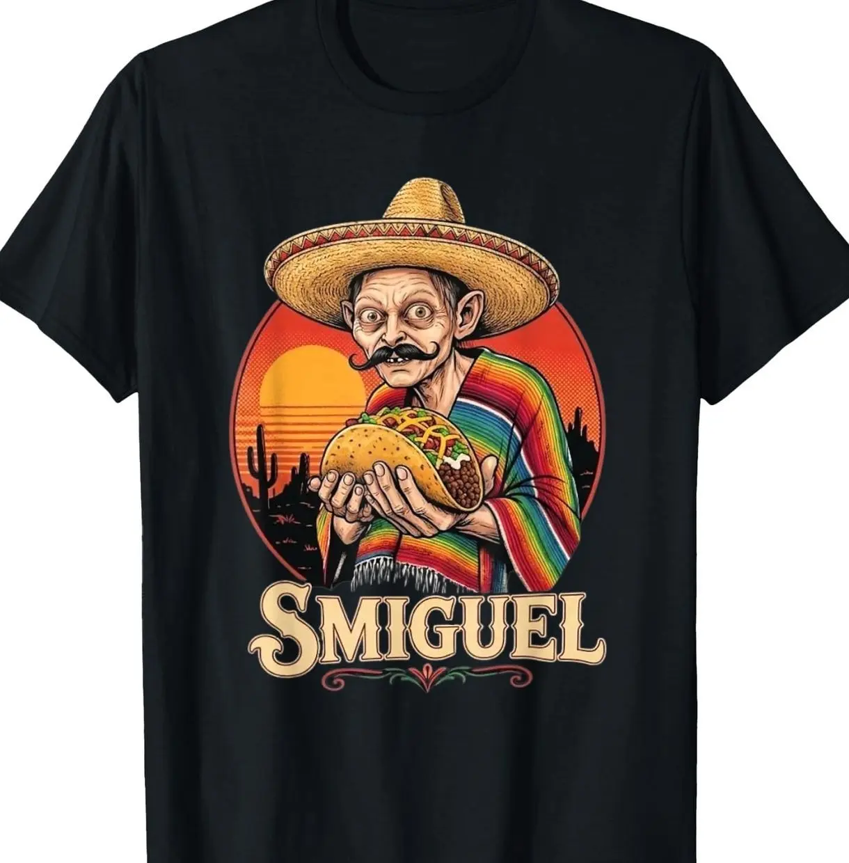 Smiguel Mexican Sombrero Funny Mexican Culture Mashup T-Shirt THC