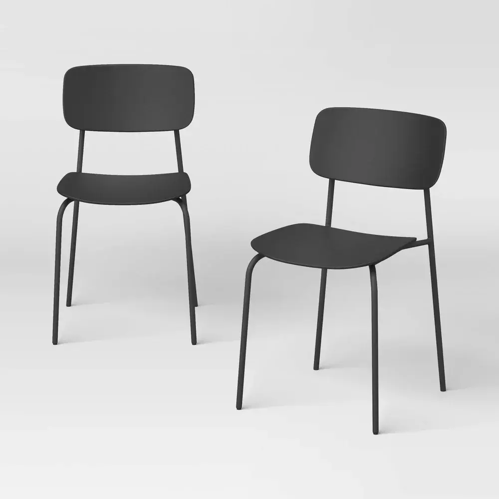 2pk Molded Plastic with Metal Base Dining Chair - Room Essentials 2pk Molded Plastic with Metal Base Dining Chair - Room Essentials