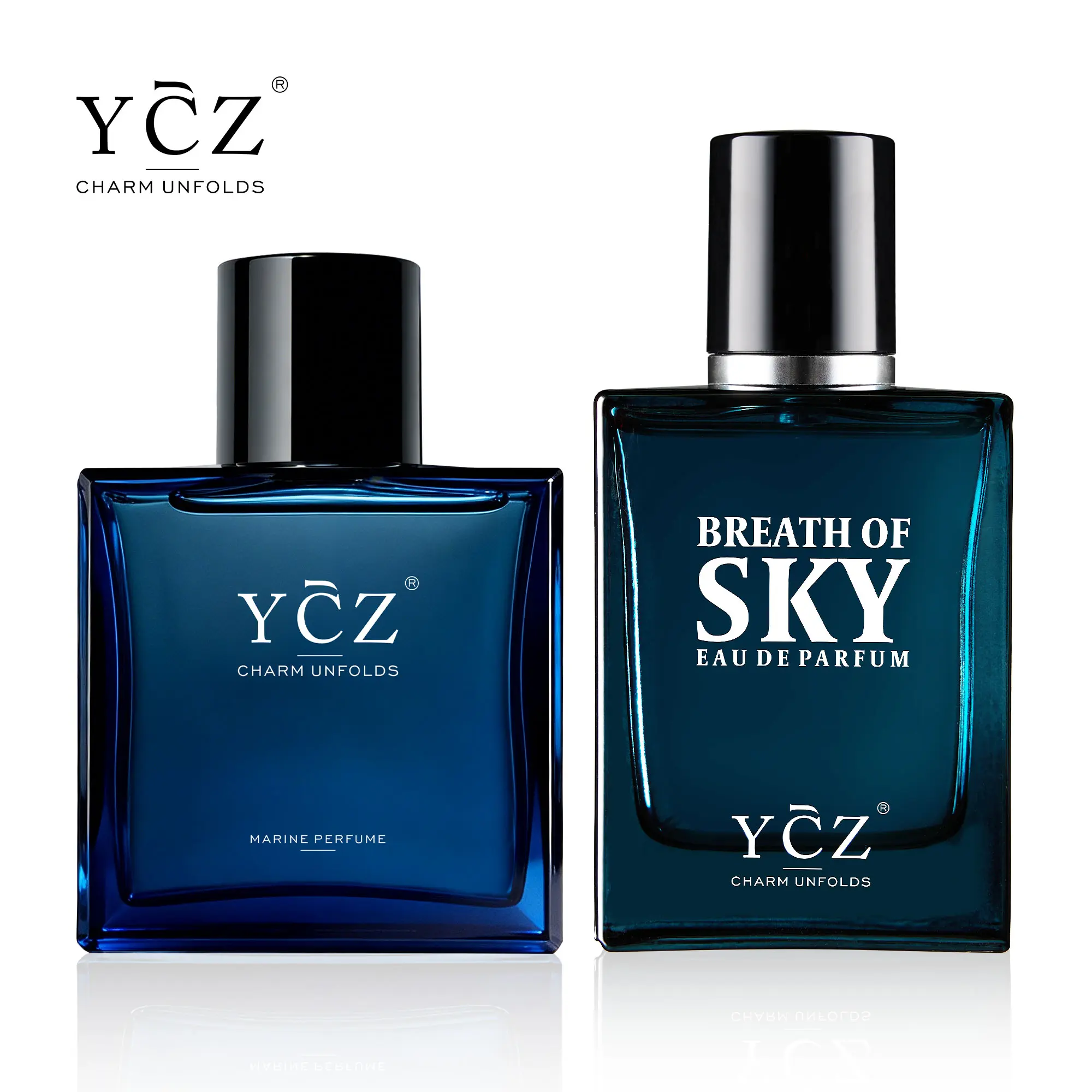 YCZ 2-Piece Men's Perfume Set | Fresh Ocean Aqua Fragrance, Breath of Sky & Midnight Marine Eau de Parfum, Long Lasting Cologne for Him