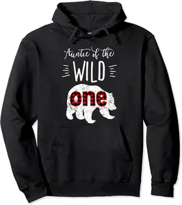 Auntie of the Wild One Vintage Bear Lumberjack 1st Birthday Pullover Hoodie - Anarosavill Shop 23B07XSBP5RV