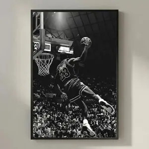 Michael Jordan Dunk Poster, Iconic #23 Chicago Bulls Black and White Basketball Photo Print, NBA Legend Wall Art, Man Cave Decor Gift