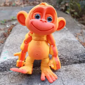 3D Printed Climbing Monkey Figurine, Jointed Design, Realistic Eyes, Home Living Room Office Decor, Unique Wall Art Piece