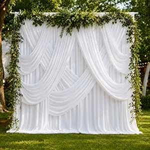 Wrinkle-Free White Backdrop Curtain Set, 2-Pack 5x7ft/5x10ft Polyester Drapes for Grad Party, Mother’s Day Decor, Photo Backdrop, Wall Hanging & Events, summerwins