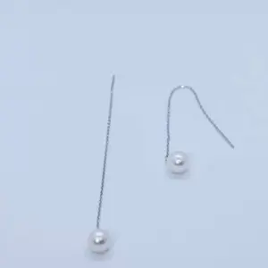 JSFinePearls: "Shimmering Harmony - Luxurious Gold & 925 Silver Thread Earrings - Captivating Elegance