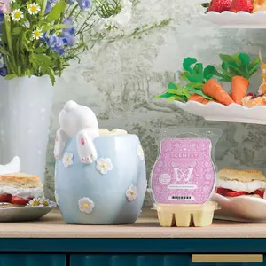 March Warmer - Blue Decorative Container with White Rabbit, Ideal for Springtime Essentials, Perfect for Springtime Decor