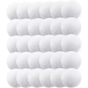 30 Pack 2.6" Snow Fighting Balls Fake Indoor Plush Christmas Snowballs for Fun Play Time Christmas Decor