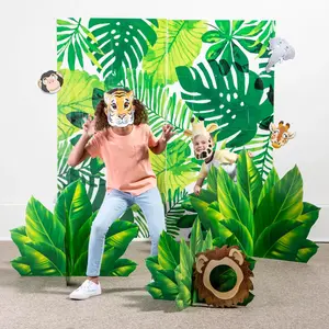 Jungle Animal Photo Booth Backdrop & Props Kit - 28 Pc.