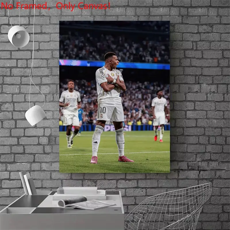 1 piece/set frameless canvas painting print poster, Classic Football player art, mbappe, a gift for football loves, ideal gift for bedroom, living room, mural, wall decoration, room decor, Home wall decor, Above bed wall decor
