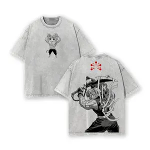 Tengen Muscle Mice Demon Slayer Anime Double Printed Vintage Washed Tee